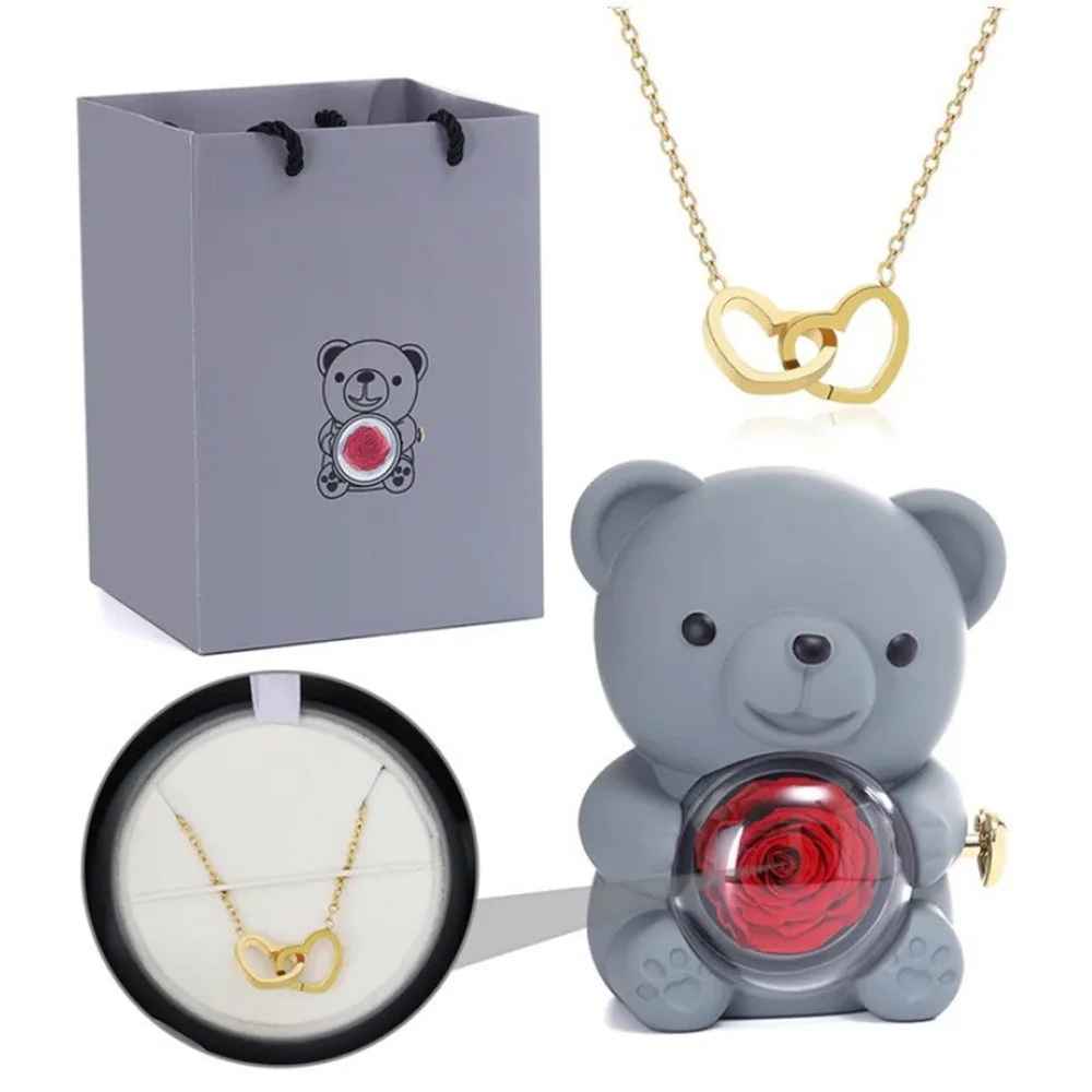 Eternal Rose Bear (Engraved Necklace)